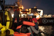 Rescue of 28 shipwrecked people by the EMERGENCY's SAR Life Support vessel in international waters of the Maltese SAR zone.